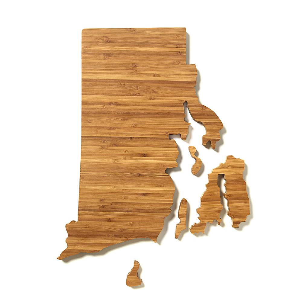 AHeirloom: The Original Rhode Island State Shaped Serving & Cutting Board. (As Seen in O Magazine, Good Morning America, Real Simple, Brides, Knot.) Made in the USA from Organic Bamboo, Large 15"