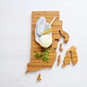 AHeirloom: The Original Rhode Island State Shaped Serving & Cutting Board. (As Seen in O Magazine, Good Morning America, Real Simple, Brides, Knot.) Made in the USA from Organic Bamboo, Large 15"