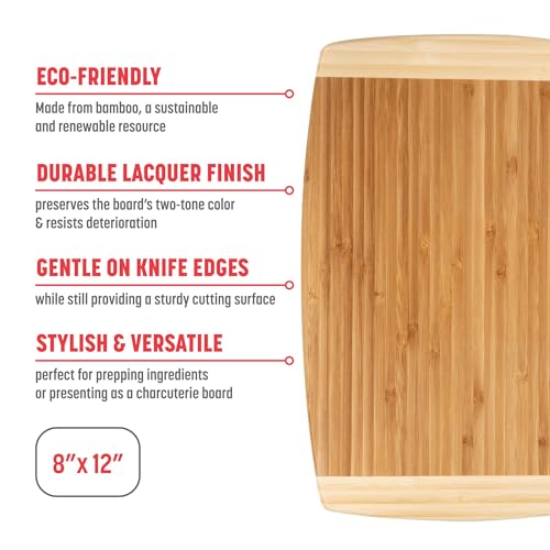 Joyce Chen Medium Burnished Bamboo Cutting Board, 8x12 Inches