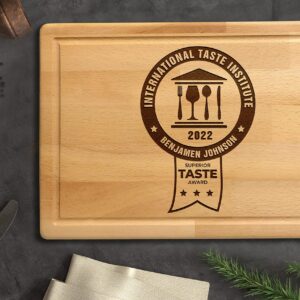 Personalized Wood Cutting Board, Best Friend Gifts, Chef Award, International Superior Taste Award, Customizable Anniversary and Birthday Gift for Women or Men, Cooking Handmade Gift, Taste Institute