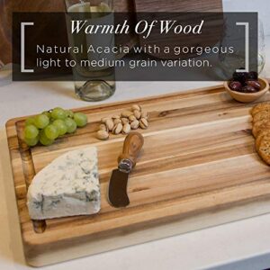 Large Acacia Wood Cutting Board by Door 56 Co 18 x 12 x 1.5 Thick Reversible Chopping Block with Juice Groove