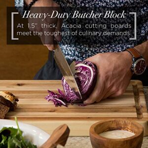 Large Acacia Wood Cutting Board by Door 56 Co 18 x 12 x 1.5 Thick Reversible Chopping Block with Juice Groove