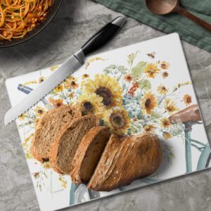 CounterArt Sunflowers Forever 3mm Heat Tolerant Tempered Glass Cutting Board 10” x 8” Manufactured in the USA Dishwasher Safe