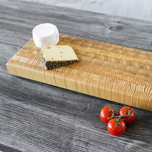 Larch Wood Canada End Grain Double Cheese Board, Handcrafted for Professional Chefs & Home Cooking, 17-3/4" x 7" x 1-1/2" plus Larch Wood Beeswax and Mineral Oil Conditioner (1.6 oz/ 45g)