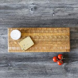 Larch Wood Canada End Grain Double Cheese Board, Handcrafted for Professional Chefs & Home Cooking, 17-3/4" x 7" x 1-1/2" plus Larch Wood Beeswax and Mineral Oil Conditioner (1.6 oz/ 45g)