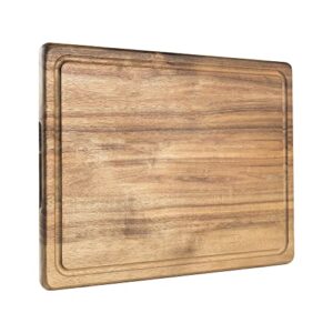 jf james.f acacia wood cutting board 14 x 9.5 inch, 1 inch thick hardwood cutting board with juice groove wooden chopping board for kitchen