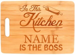 custom cooking gift custom text personalized name kitchen boss personalized decorative wood cutting board rectangle