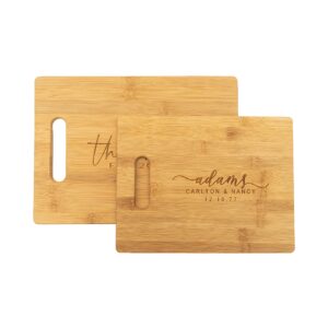 personalized bamboo cutting board, wedding gift, family name, engraved wood board 2 sizes, anniversary (bamboo)