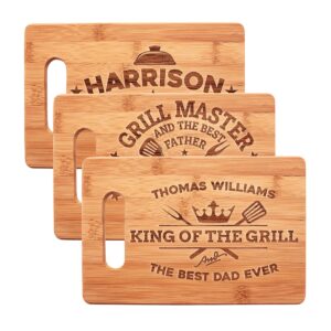 gifts for dad - dad grilling gifts, personalized dad cutting board - custom gifts for dad, husband - grill master series, 12 designs - 6" x 9" - dad gifts from wife, daughter - bamboo handle