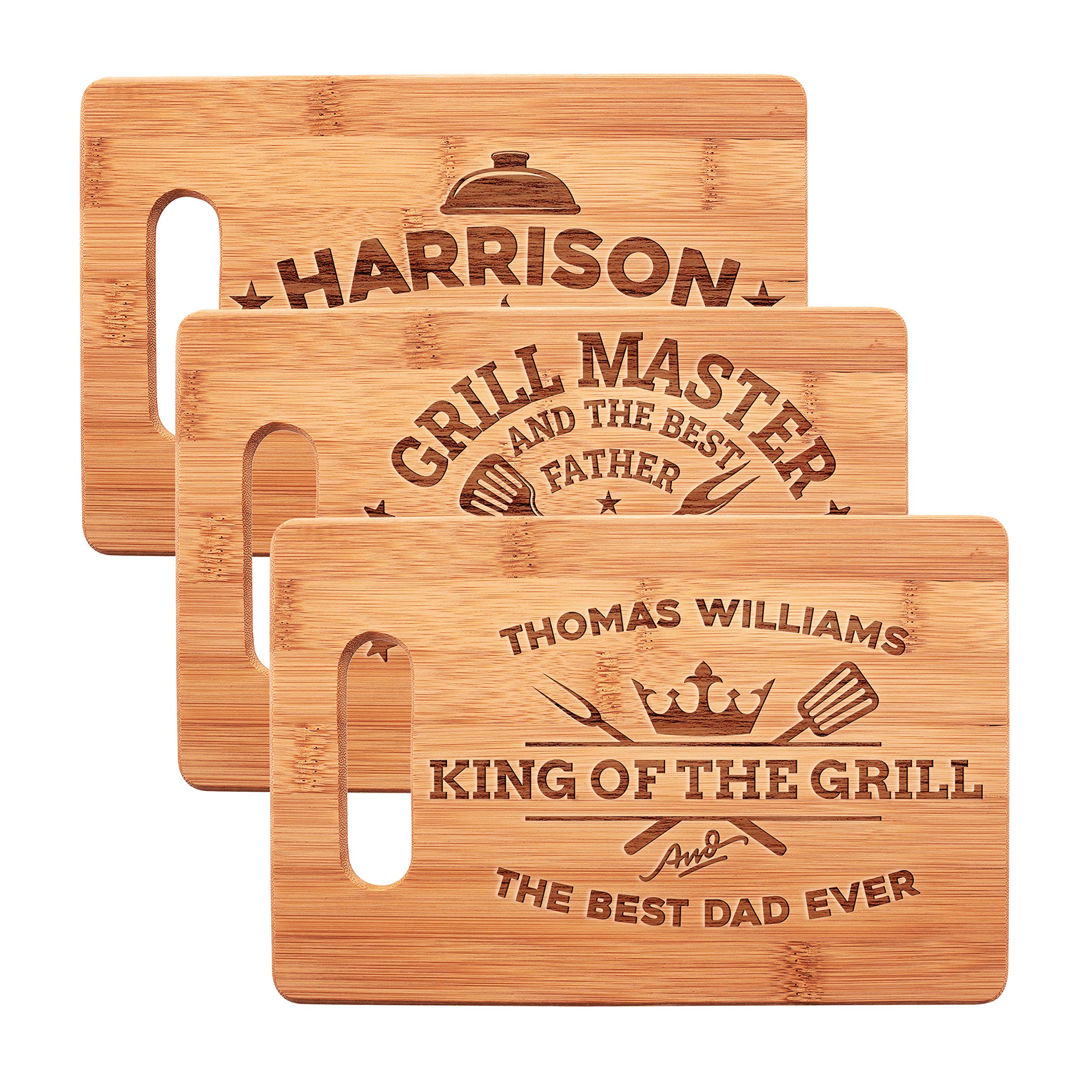 Gifts for Dad - Dad Grilling Gifts, Personalized Dad Cutting Board - Custom Gifts for Dad, Husband - Grill Master Series, 12 Designs - 6" x 9" - Dad Gifts from Wife, Daughter - Bamboo Handle