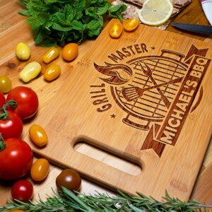 Gifts for Dad - Dad Grilling Gifts, Personalized Dad Cutting Board - Custom Gifts for Dad, Husband - Grill Master Series, 12 Designs - 6" x 9" - Dad Gifts from Wife, Daughter - Bamboo Handle