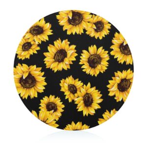 bagea-ka oil painting sunflower flowers pattern with black pattern tempered glass cutting board 8" round kitchen decorative chopping board small
