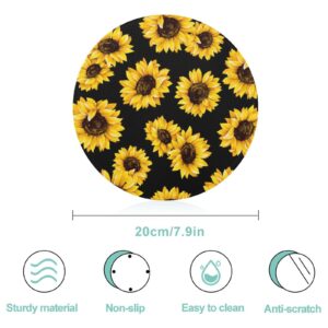 Bagea-Ka Oil Painting Sunflower Flowers Pattern With Black Pattern Tempered Glass Cutting Board 8" Round Kitchen Decorative Chopping Board Small