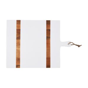 mud pie wooded square board,white, 23 1/4" x 16 3/4"