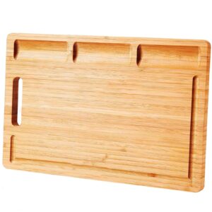 innostrive cutting board 100% organic bamboo cutting board for kitchen durable chopping board for meats bread fruits with deep juice croove…