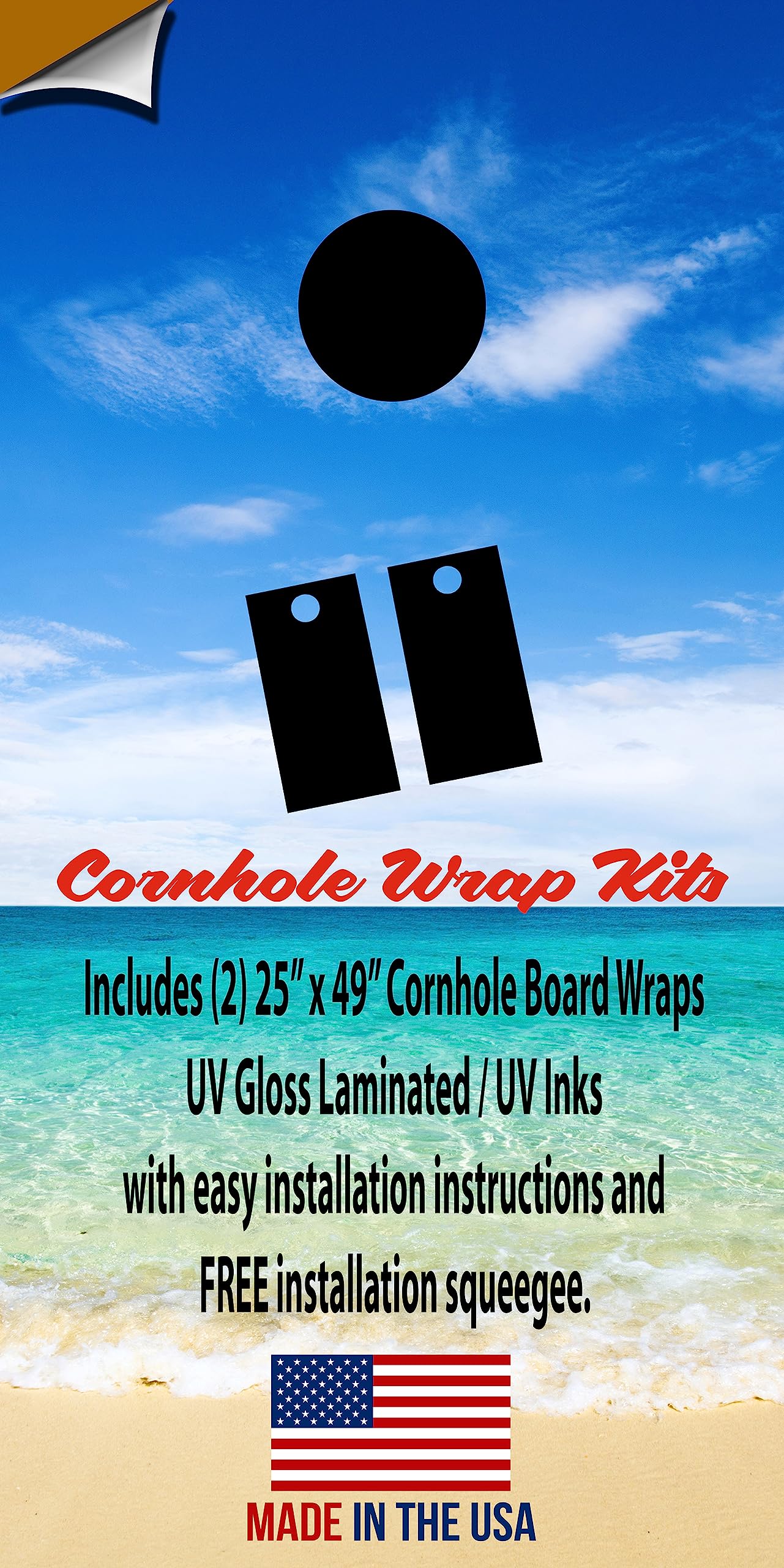 Couples Cornhole Board Wraps #419 - Personalized Couple Name Graphic Decals - Includes Application Squeegee - Set of (2) 25" x 49" Wraps with Gloss Laminate