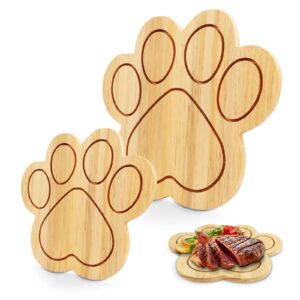 2 pcs paw decorative cutting board wood serving board paw shaped wooden cutting board dog paw wood board wood charcuterie boards decorative wood tray for home kitchen decor