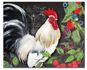counterart 'white rooster' glass cutting board, 15 x 12"