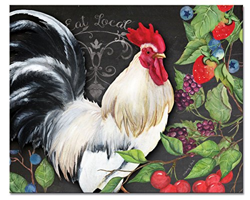 CounterArt 'White Rooster' Glass Cutting Board, 15 x 12"