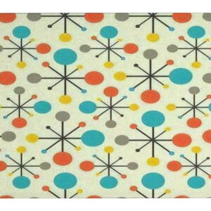 Tempered Glass Cutting Board Mid century fifties modern atomic retro colors seamless Part of Tableware Kitchen Decorative Cutting Board with Non-slip Legs, Serving Board, Large Size, 15" x 11"