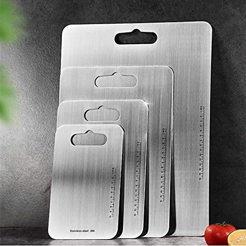 DELILONG This stainless steel cutting board is perfect for cutting cheese, chopping vegetables, and slicing pizza. It's also great for camping trips.