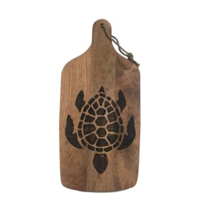 beachcombers b22185 wood cutting board with turtle graphic, 18-inch