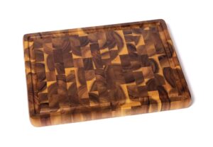 lipper international 1290 acacia end grain cutting board with cut-out handles for cutting or serving, 15 3/4" x 12" x 1 1/4"