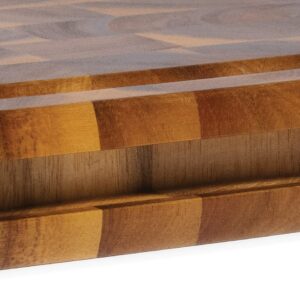 Lipper International 1290 Acacia End Grain Cutting Board with Cut-Out Handles for Cutting or Serving, 15 3/4" x 12" x 1 1/4"