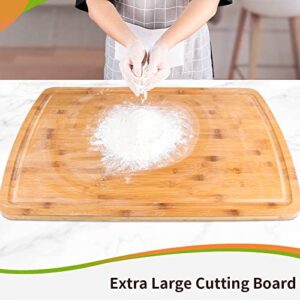 N++A 24 x 18 Inch XXXL Extra Large Bamboo Cutting Board for Kitchen– Wooden Chopping Carving Turkey, Meat, Vegetables, BBQ - LARGEST Wood Butcher Block Boards with Juice Groove