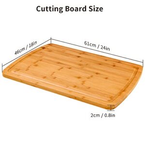 N++A 24 x 18 Inch XXXL Extra Large Bamboo Cutting Board for Kitchen– Wooden Chopping Carving Turkey, Meat, Vegetables, BBQ - LARGEST Wood Butcher Block Boards with Juice Groove