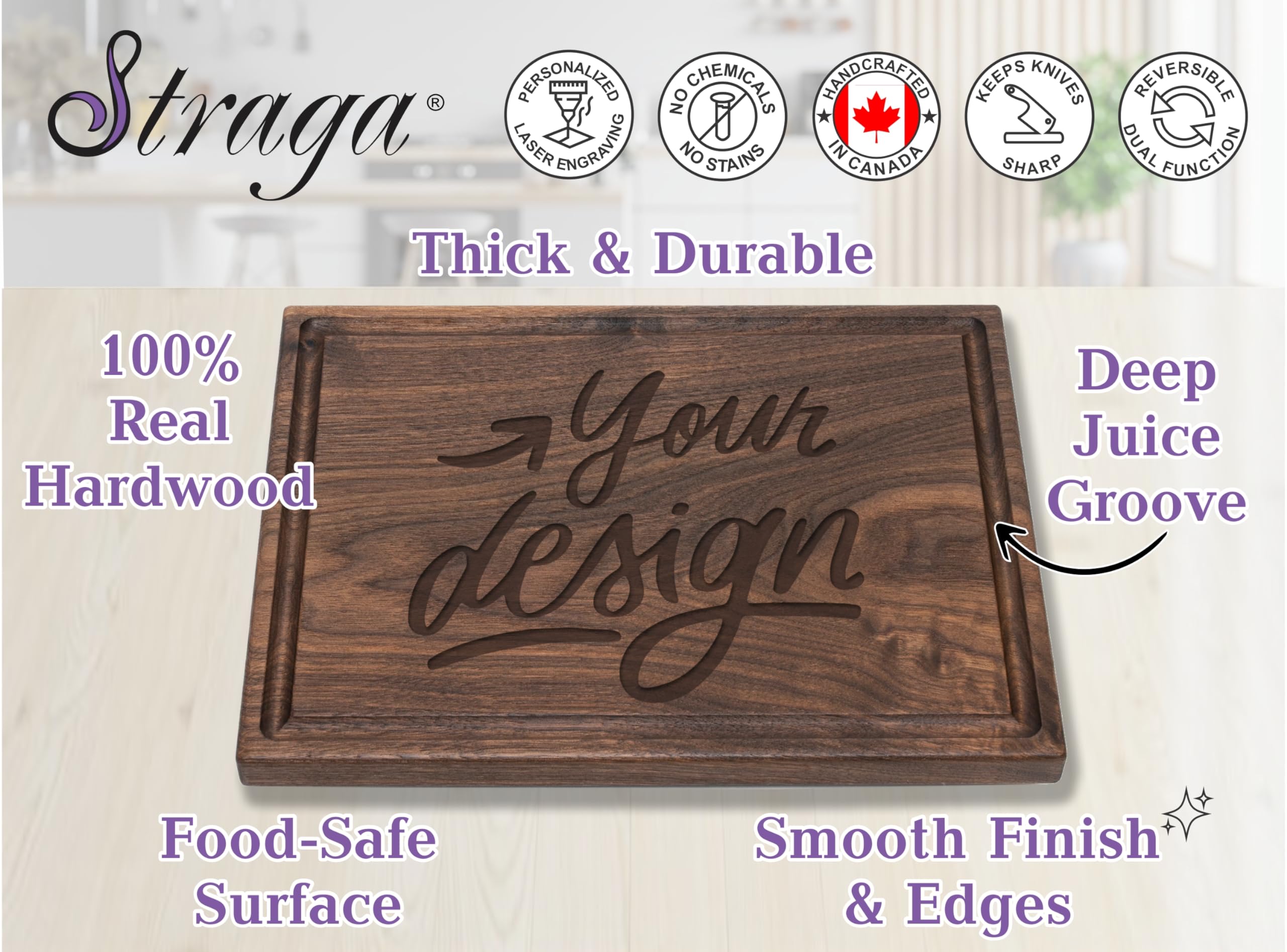 Straga Handmade Chopping Block Personalized State Silhouette Design #602-Wedding & Anniversary Gift for Couples-Housewarming & New Home Closing Present- Appreciation-Gift for Parents-Wife-Husband