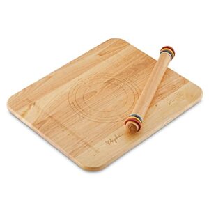 Ayesha Curry Kitchenware Pantryware Rolling Pin and Pie Board Set, 2 Piece, Parawood