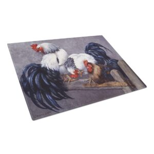 caroline's treasures bdba0208lcb roosters roosting glass cutting board large decorative tempered glass kitchen cutting and serving board large size chopping board