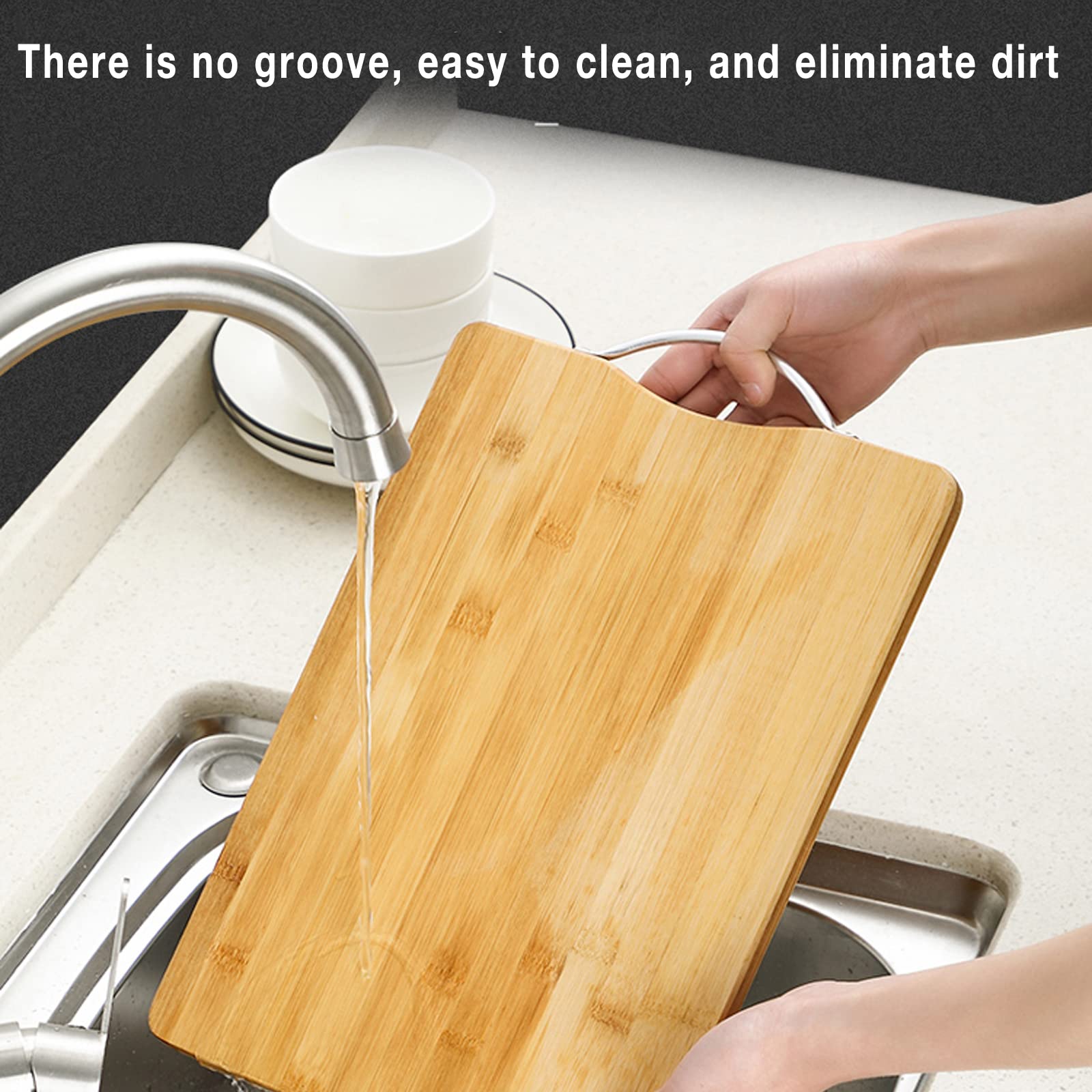 Kitchen Organic Bamboo Cutting Board with Easy Grip Handle，BPA Free Food Safe Wheat straw PP material Cutting Board combination. chinese Cutting Board