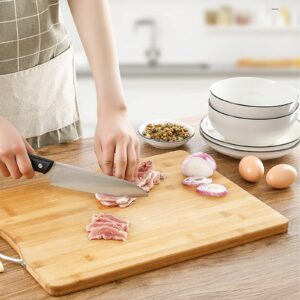 Kitchen Organic Bamboo Cutting Board with Easy Grip Handle，BPA Free Food Safe Wheat straw PP material Cutting Board combination. chinese Cutting Board