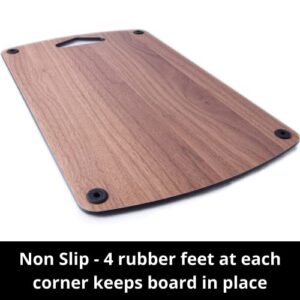 Beast Canteen Dishwasher Safe Cutting Board, Made of Wood Fiber Composite, BPA Free, Non-Slip Rubber Feet, Juice Groove, Handle, Walnut Color, Thin, Large, Cut Meat, Cheese, Fruit, Steak