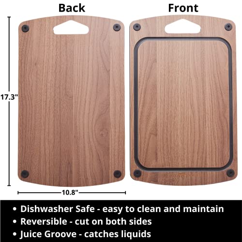 Beast Canteen Dishwasher Safe Cutting Board, Made of Wood Fiber Composite, BPA Free, Non-Slip Rubber Feet, Juice Groove, Handle, Walnut Color, Thin, Large, Cut Meat, Cheese, Fruit, Steak