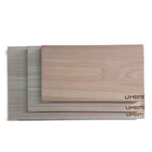 uheim premium one-piece cypress hinoki solid wood cutting board, korean cutting board for kitchen, chef. wooden kitchen double chopping, cutting, serving board. large, middle, small 3 size (middle)