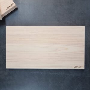 UHEIM Premium One-Piece Cypress Hinoki Solid Wood Cutting Board, Korean Cutting Board for Kitchen, Chef. Wooden Kitchen Double Chopping, Cutting, Serving Board. Large, Middle, Small 3 Size (Middle)