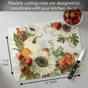 Cut N' Funnel Farmhouse Fall Designer Flexible Plastic Cutting Board Mat 15" x 11.5", Made in the USA, Decorative, Flexible, Easy to Clean