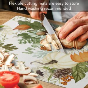 Cut N' Funnel Farmhouse Fall Designer Flexible Plastic Cutting Board Mat 15" x 11.5", Made in the USA, Decorative, Flexible, Easy to Clean