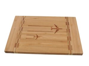aviation bamboo cutting board, jet silhouettes