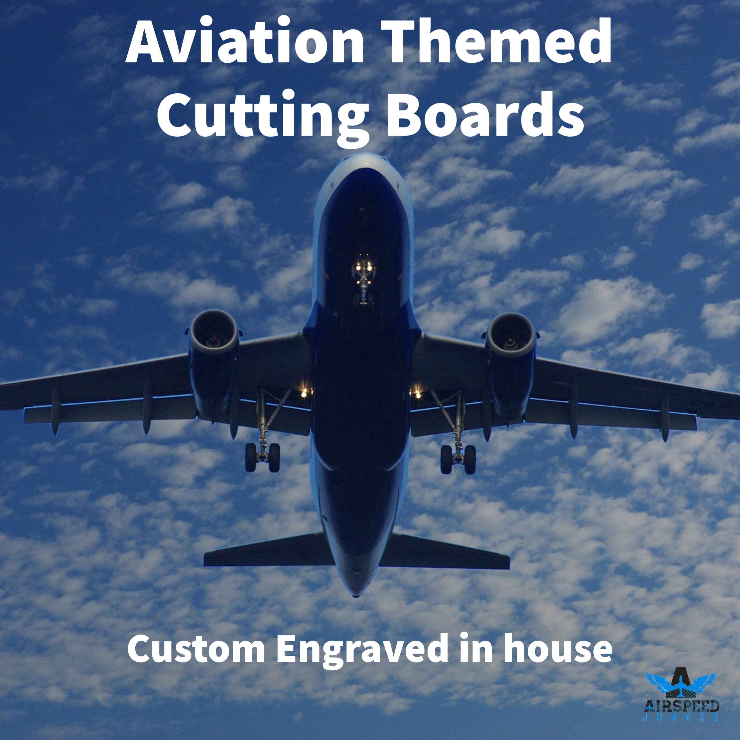 Aviation Bamboo Cutting Board, Jet Silhouettes