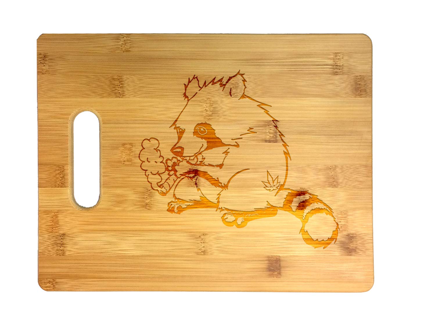 Pot Smoking Pals Cute Cuddly Trash Panda Raccoon Stoner Friend Laser Engraved Bamboo Cutting Board - Wedding, Housewarming, Anniversary, Birthday, Christmas, Gift