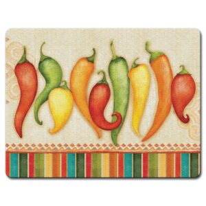 fiesta peppers - large glass cutting board 15x12