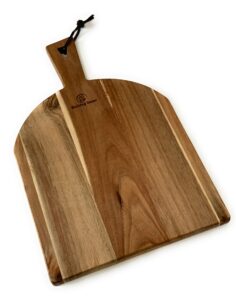 evolving decor acacia wood cutting board, wooden kitchen chopping board for bread, cheese, fruits and vegetables, semicircle (15 x 9 1/2 x 1/2) adds style to your kitchen