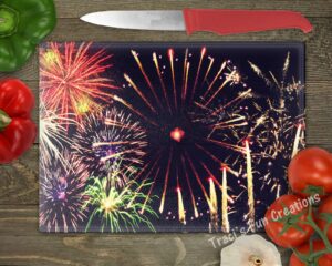 fireworks glass cutting board
