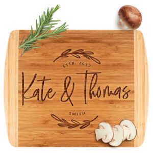 Housewarming Present for New Apartment, Cutting Board Personalized | 13.5x11.5 | 12 Designs & 2 Sizes, Wedding Gifts for the Couples - 2 Tone Block Board #G