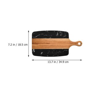 HEMOTON Wood Cutting Board with Handle Wooden Chopping Board Rectangle Paddle Chopping Butcher Hanging Steak Plate Block for Kitchen Kitchen Picnic Black