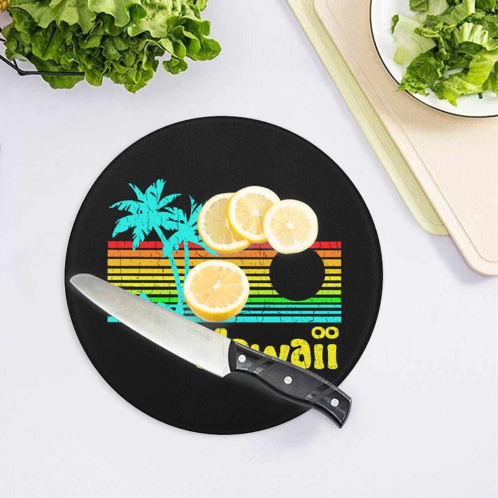 80s Retro Vintage Hawaii Chopping Blocks Tempered Glass Cutting Board Mats Food Tray for Home Kitchen Gift